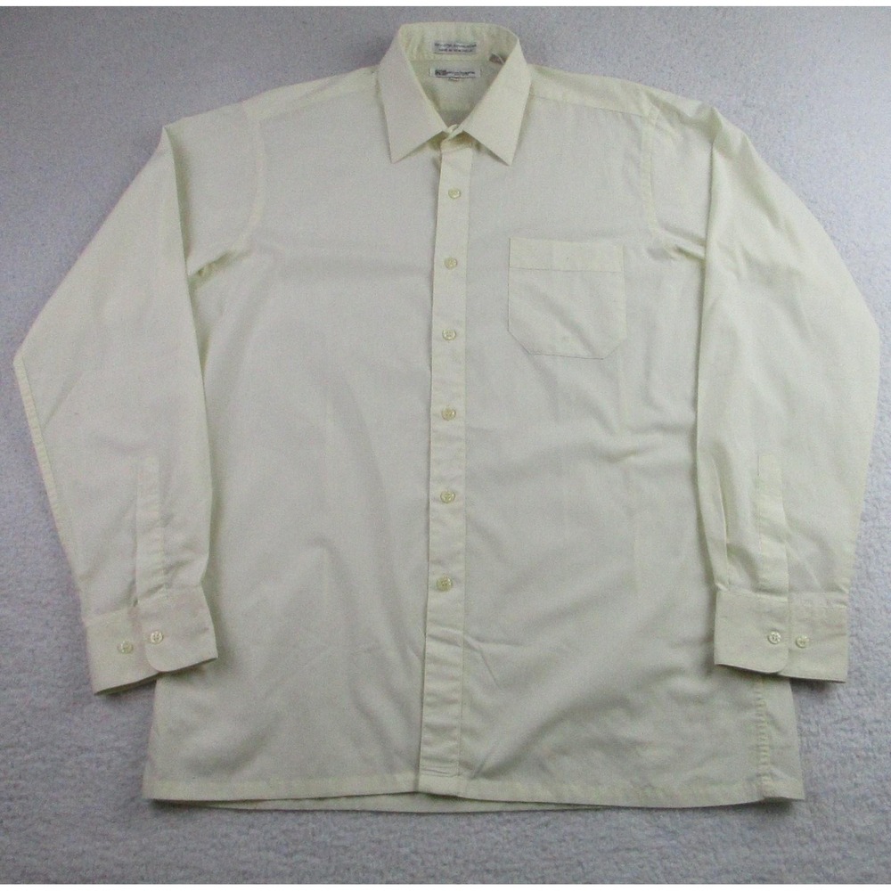 Pierre Balmain Shirt Mens 16 34-35 Beige Long Sleeve Button Up Dress Pocket‎